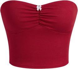 Cotton-blend Bowknot Bandeau Crop Top & Mid Rise Leggings