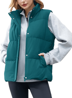 YUCOLEN Down Puffer Vest for Women Lightweight Warm Sleeveless Puffer Jacket 2024 Women Winter Trendy Puffy Vests Medium Emeraldgreen