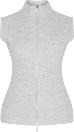  Grey Soft Touch Dual Zip Sleeveless Top