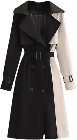Autumn Mid-Length Trench Coat For Women Contrast Color Patchwork Spring Windbreaker Coat Female Windproof Jacket