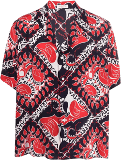 bandana-print short-sleeve silk shirt