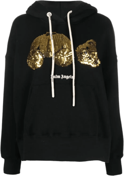 sequined-bear oversized hoodie