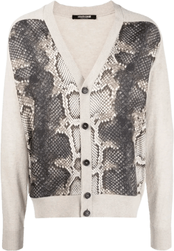 snakeskin-print panelled cardigan