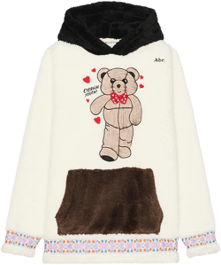 Bear Patch Boa Fleece Pullover Hoodie Advisory Board Crystals