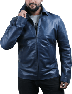 Laverapelle Men's Genuine Lambskin Leather Jacket (Black, Aviator Jacket) - 1501587 Large 04a- Navy Blue - With Polyester Lining