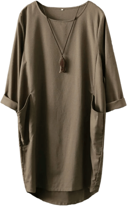 Minibee Women's Oversized Tunic Dress Long Sleeve Loose Baggy Tshirt Tops with Pockets Medium Army Green