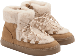 Fur leather ankle boots