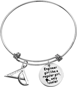 Ciyumu Funny Engineer Gift for Woman Engineer Bracelet Ruler Charm Expandable Bangle Engineering Gift for Engineering Gift Mechanical Engineer Gift for Friend Engineering Graduation Gift