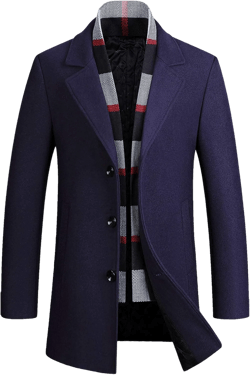 PRIJOUHE Men's Wool Coat Winter Coat Slim Medium Long Coats Overcoat Male X-Large Navy-03