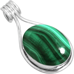 JEWELOPORIUM 925 Silver Pendant for Women Green Real Malachite Stone Statement Silver Pendant Necklace Engagement Gift Fashion Jewelry