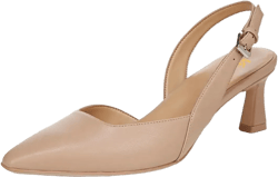 miss left Womens Chic Closed Pointed Toe Pumps Everyday Wear Slingbacks Low Heel Slip On Office Dress Shoes Size 4-16 US 5.5 Nude