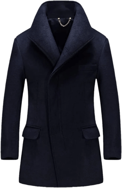 Alloaone Men's Winter Wool Long Jackets Section Woolen Trench Coat Blends Duffle Overcoats Mandarin Business Large Navy