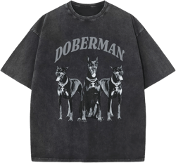 Doberman Shirt Mens Oversized T Shirt Vintage Graphic Tees Hip Hop Streetwear Cotton Baggy Acid Wash Tshirt Tops
