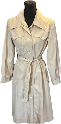 Beige Double-Breasted Belt Trench Coat - Size 10