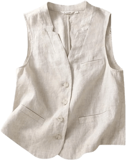 Mywinway Linen Vest Women 2025 Lightweight Sleeveless Blazer Spring Cardigan Summer Outerwear Jackets tops Small Beige
