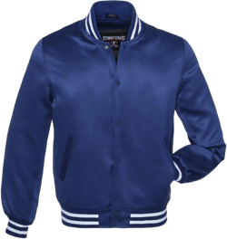 Stewart & Strauss Original Satin Bomber Jacket Since 1977 (19 Team Colors) Satin XXS to 6XL,Original Navy Blue & White S-style Small