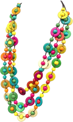 Fuqimanman2020 Bohemian Wooden Coconut Shell Wood Beaded Choker Necklace African Ethnic Colorful Long Layered Bib Multilayer Flower Geometric for Women Chunky Party Costume Vaction Jewelry Round D