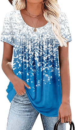 Women's Summer Short Sleeve Tunic Plus size ladies shirts Floral Blouse Loose Flowy Tops for Leggings M-4XL at Amazon Women’s Clothing store