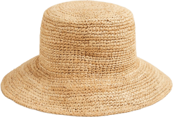 Wide-brim raffia bucket hat