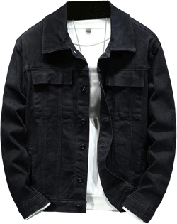 Maiyifu-GJ Mens Distressed Denim Jacket Casual Slim Fit Jean Jacket Button Front Washed Jean Trucker Jacket Large Black