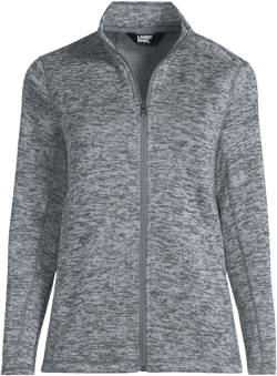 Lands' End Women's  Sweater Fleece Jacket - Large - Arctic Gray Heather