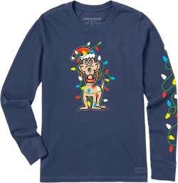 Life is Good Women's Crusher Tee Shirt, Long Sleeve Cotton Graphic T-Shirts, Max Merry Woofmas
