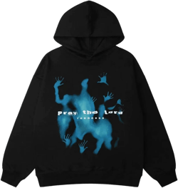 Unisex Womens Graphic Oversized Hoodie Pray the Lord Casual Hoodie Teen Girls Trendy Y2K Hooded Sweatshirt Streetwear Medium Black