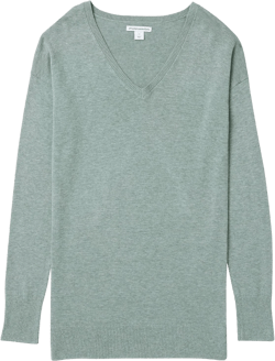 Amazon Essentials Women's Lightweight Long-Sleeve V-Neck Tunic Sweater (Available in Plus Size) Small Sage Green Heather