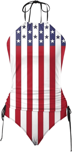 Patriotic Swimsuits for Women 4th of July Bathing Suit Red White and Blue Two Piece Swimsuit Halter Star Striped Tankini Set Medium Beige