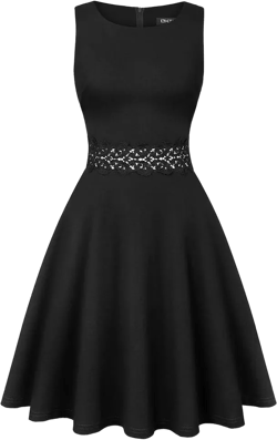 OWIN Women's Vintage Floral Lace Flared A-Line Swing Casual Party Cocktail Dresses Sleeveless Medium Black2