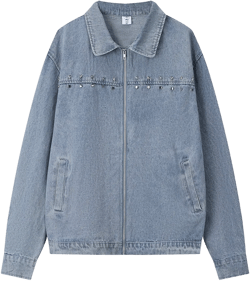 Men Denim Jacket Washed Denim Jacket Men's Spring and Autumn Loose Casual Zipper Cardigan Denim Jacket