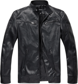WULFUL Men's Stand Collar Leather Jacket Motorcycle Lightweight Faux Leather Outwear Black0072 Medium