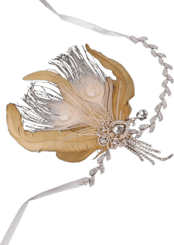 Aimimier 1920s Flapper Peacock Feather Headband Crystal Teardrop Leaf Head Chain Headpiece Prom Party Festival Roaring 20s Hair Accessories for Women