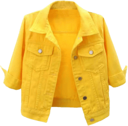 Locachy Womens 3/4 Sleeve Short Denim Jacket Lapel Button Down Cropped Trucker Jean Jackets Coats X-Large Yellow