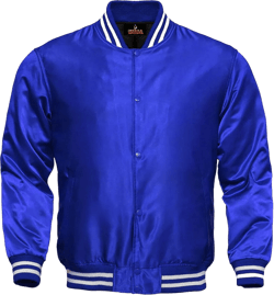 Genz Women Bomber Jacket Satin Polyester Vintage Army Biker Retro Zip Up Casual Coat (Royal Blue, Medium)