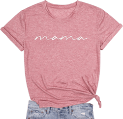 ASTANFY Mama Shirts Women Mama Letter Printed T-Shirt Graphic Tee Casual Short Sleeve Tops at Amazon Women’s Clothing store
