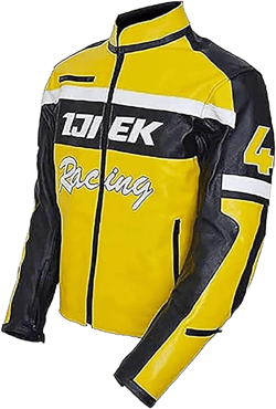 Men’s Chuck Greene Jacket Biker Racer Yellow & Black Motorcycle Biker Leather Jacket 4X-Large Yellow - Faux Leather