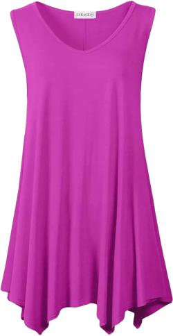 LARACE Plus Size Tank Tops for Women V Neck T Shirts Summer Sleeveless Tunic Tops Loose Fit Flowy Blouse 1X Fushia
