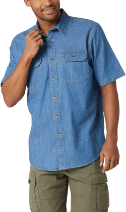 Wrangler Authentics Men's Short Sleeve Classic Woven Shirt XX-Large Mid Wash