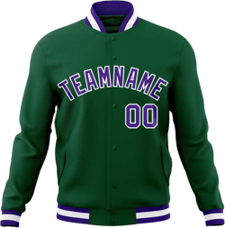 Custom Fashion Varsity Jacket Personalized Stitched Name Number Letterman Jacket Bomber Coat for Men Women Kids Green&purple&white-06