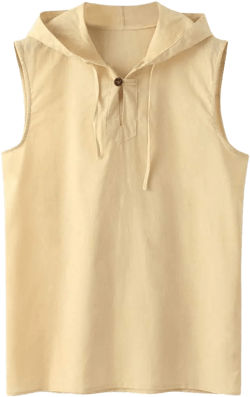 Maryia Mens Sleeveless Cotton Linen Hooded Shirt Solid Color Casual Loose Fit Big & Tall Tank Top Baggy Beach Yoga Tops X-Large Khaki