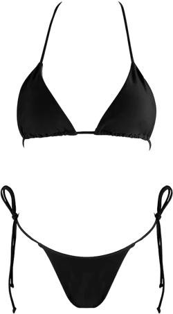 ABAFIP Womens Micro Tanning Bikini Kawaiii Japanese Anime Lingerie set Cute Stripe Tiny Bra Thong Panty Bottom Extreme Swimsuit Black - solid color One Size : Clothing, Shoes & Jewelry