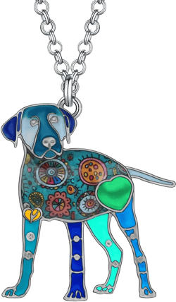 DUOWEI Cute Black Labrador Retriever Necklace Pendant Zinc Alloy Enamel Puppy Dog Lab Jewelry Gifts Charm for Women Blue