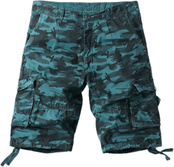 WOLONG Men's Summer Cotton Loose Cargo Shorts Casual Multi-Pocket Outdoor Pants 36 Camo1 Blue