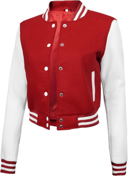 Decrum Cropped Varsity Jacket Women - Casual Highschool Bomber Style Womens Baseball Jackets XX-Large Red and White - Cropped Womens Varsity Jacket