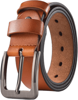 HYCOPROT Men's Belt, Leather Dress Belt with Single Prong Buckle 1.5'' for Casual and Business Adjustable Trim to Fit Tan 48