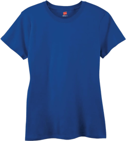 Hanes Perfect-T Crewneck T-Shirt, Lightweight Cotton Short Sleeve Tee for Women Large Deep Royal