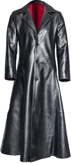 Mens Black Leather Jacket Coat Vintage German WW2 Officer Military Uniform Long Motorcycle Jakcet Trench Coat Jacket