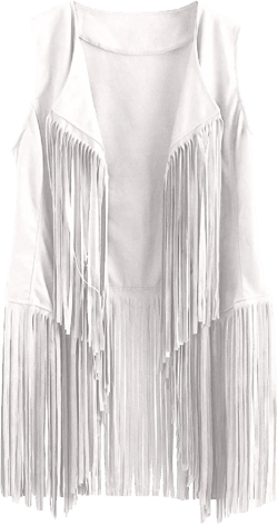 Women's Tassel Sleeveless Vest Lightweight Fashion Cardigans Vintage Faux Suede Coats 70s Western Hippie Clothes X-Large White