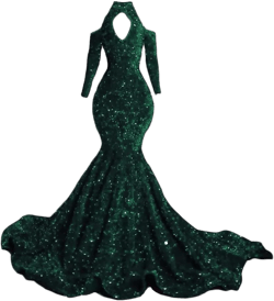 Mermaid Trumpet Evening Gown Long Sleeve V Neck Sequins Elegant Dress Engagement Court Train 10 Green H
